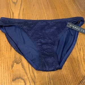NWT Ivanka Trump Navy Blue Eyelet Lace Bikini Bottom Size Small
